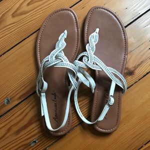 American Eagle White Sandals with Sequence